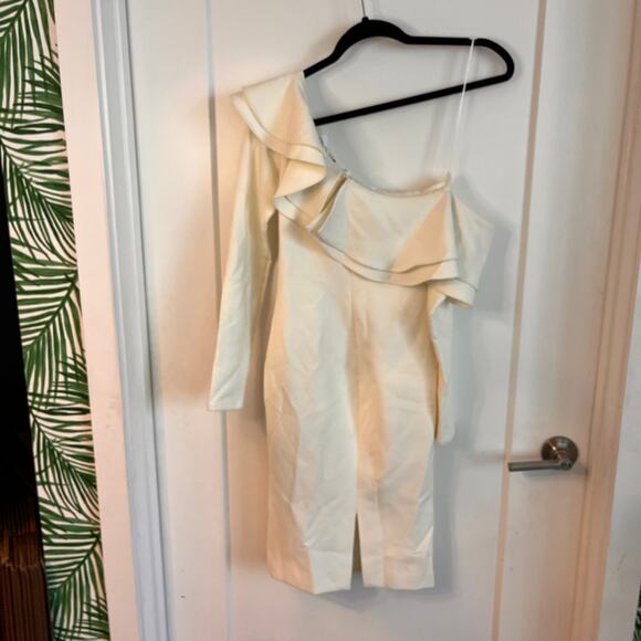 Likely White Draped Ruffle Overlay Georgina Mini Dress Size 0 - Picture 3 of 12